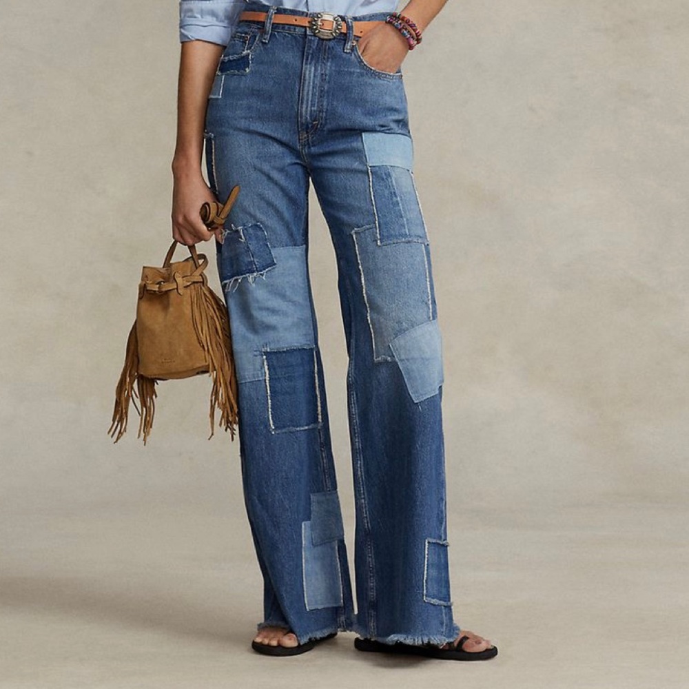Patchwork denim reworked jeans purchased from etsy